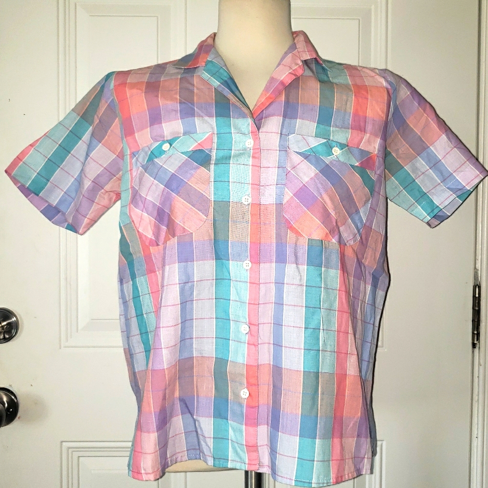 Vintage Favorites Plaid Women's Button Up sz 10
